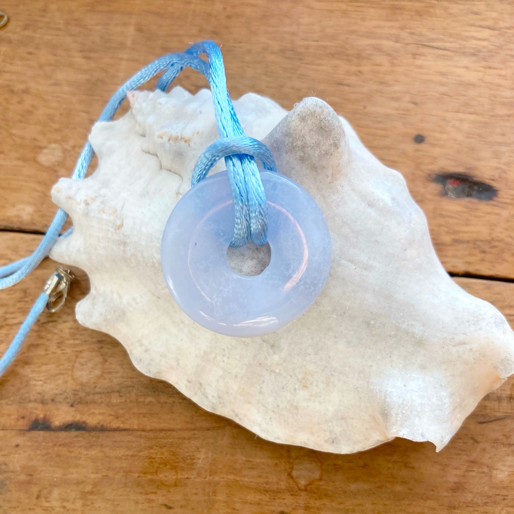Blue Chalcedony Donut Necklace